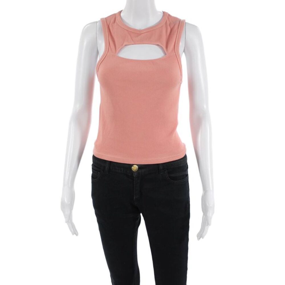 IRO Women Cropped Sleeveless Tank Pink Cotton Button Solid Size S